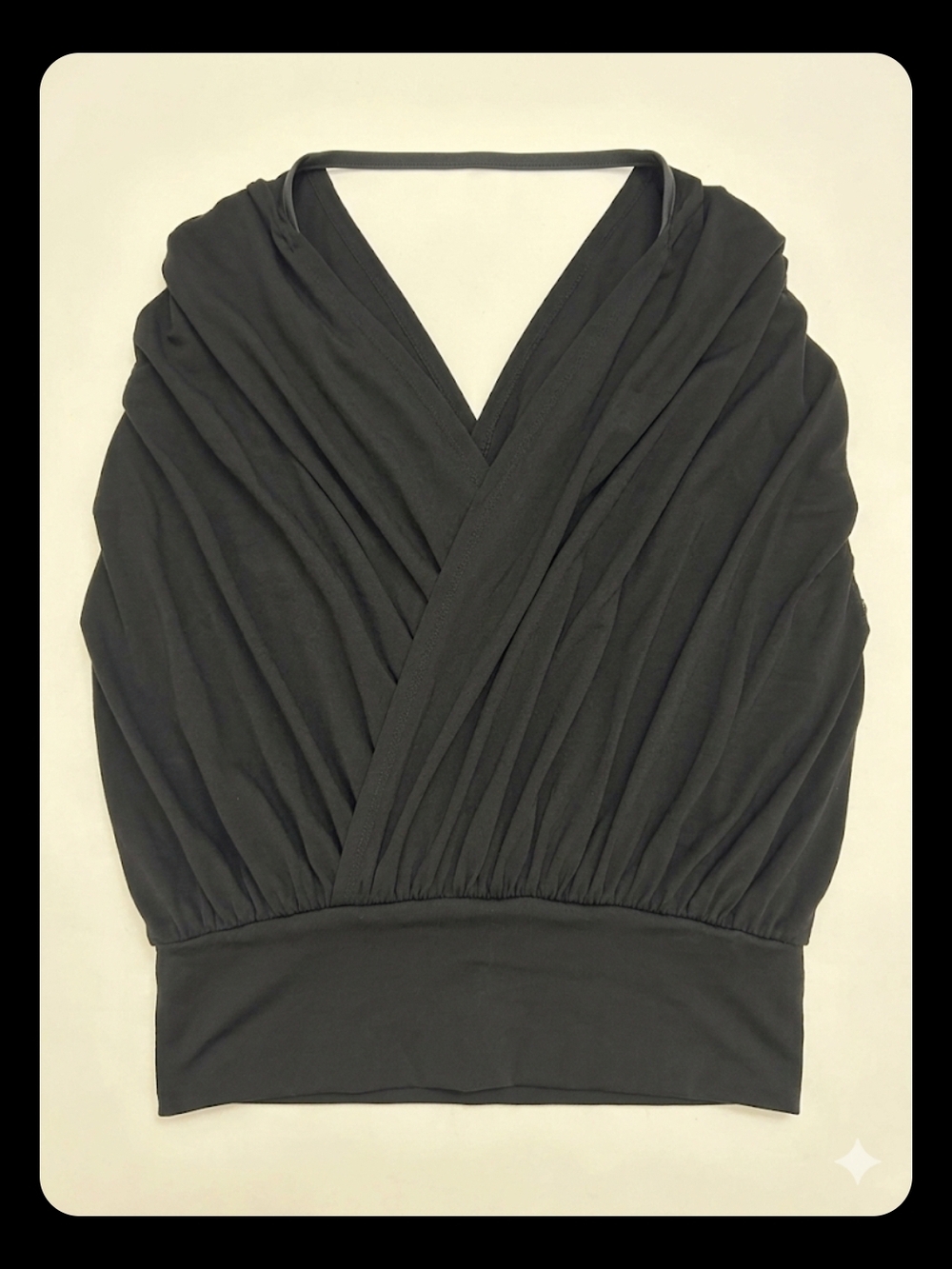 INC International Concepts Black Draped V-Neck Halter Top